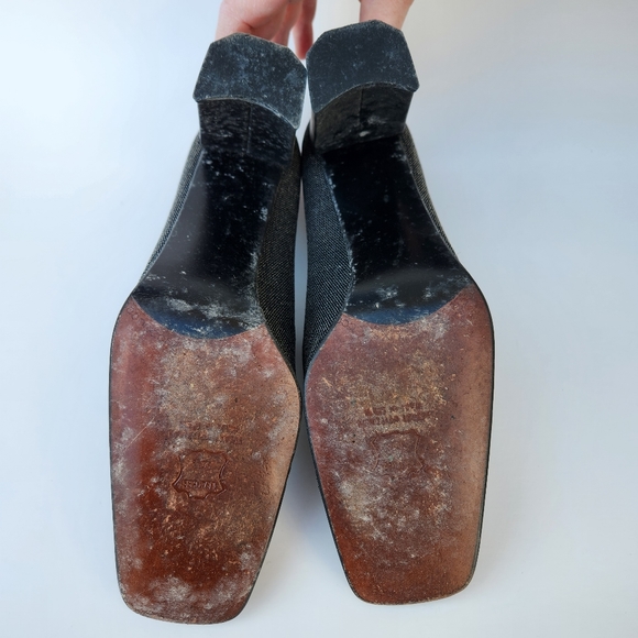 Stuart Weitzman Vintage '90s Tweed & Leather Block Heel Loafers - Picture 7 of 8